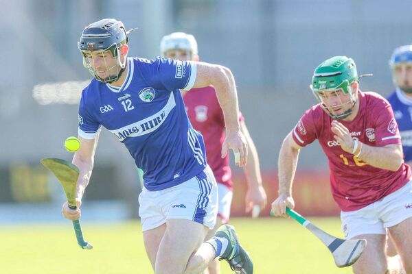 Aaron Dunphy goes on the attack for Laois in their Joe McDonagh Cup win over Westmeath	 Photo: Paul Dargan
