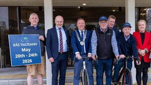 <p>Launching the 71st Rás Tailteann which starts at County Hall in Portlaoise on 20 May are, from left: Martin Keane, Laois Cycling Club; Michael Rainey, Laois County Council, Chief Executive; Cllr Barry Walsh, Cathaoirleach of Laois County Council; Ger Campbell, Rás Tailteann Race Director; Seamus Kavanagh, Ossory Cycling Club; Dominic Reddin, Laois Tourism Officer; Elaine Moore, Laois Tourism Administrator and Angela McEvoy, Director of Services, Laois County Council. Photo: Alf Harvey</p> <p>Launching the 71st Rás Tailteann which starts at County Hall in Portlaoise on 20 May are, from left: Martin Keane, Laois Cycling Club; Michael Rainey, Laois County Council, Chief Executive; Cllr Barry Walsh, Cathaoirleach of Laois County Council; Ger Campbell, Rás Tailteann Race Director; Seamus Kavanagh, Ossory Cycling Club; Dominic Reddin, Laois Tourism Officer; Elaine Moore, Laois Tourism Administrator and Angela McEvoy, Director of Services, Laois County Council. Photo: Alf Harvey</p>