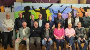 <p>Back (l to r): Danny Byrne, Ray Moore, John Fitzgerald, Brendan Carroll, Tony Bloomer, Fergal Conroy, Oliver Peake, John O Brien, Ray Coss, Paul Hunt. Front (l to r): Michael Deane (teacher), Alan Comerford, Paul Holohan, Catherine Young, Marie Kelly, Mick Lynch, Niall DeBarra </p>