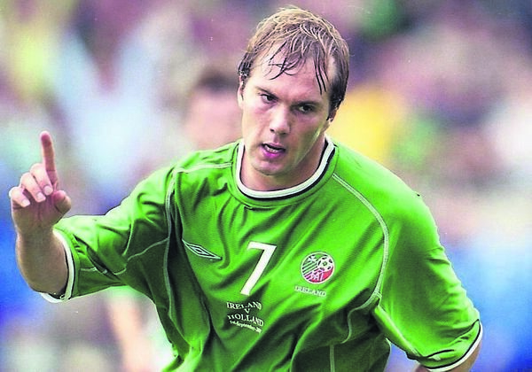 Jason McAteer celebrates scoring Ireland’s goal in their 1-0 win over Netherlands in the 2002 World Cup Qualifiers. Photo: INPHO/Billy Stickland. Jason McAteer celebrates scoring Ireland’s goal in their 1-0 win over Netherlands in the 2002 World Cup Qualifiers. Photo: INPHO/Billy Stickland.