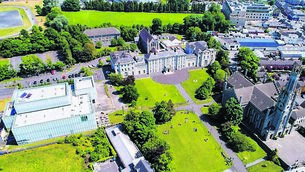 <p>An aerial view of Carlow College, with students enjoying the fine weather Photo: michaelorourkephotography.ie</p>
