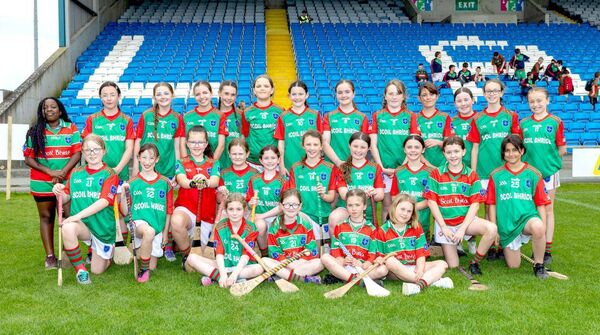Scoil Bhride Rathdowney - Roinn 4 Camogie Championship finalists 	Photo: Alf Harvey