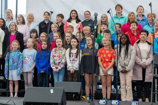 Young members of the Laois Community Choir performing at Laois Music Centre for Laois le Chéile during Cruinniú na nÓg in Laois. Photo: Alf Harvey. Young members of the Laois Community Choir performing at Laois Music Centre for Laois le Chéile during Cruinniú na nÓg in Laois. Photo: Alf Harvey.