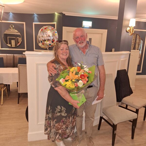 Jimmy and Geraldine Palmer at Jimmy's retirement celebration at the Manor Hotel in Abbeyleix.