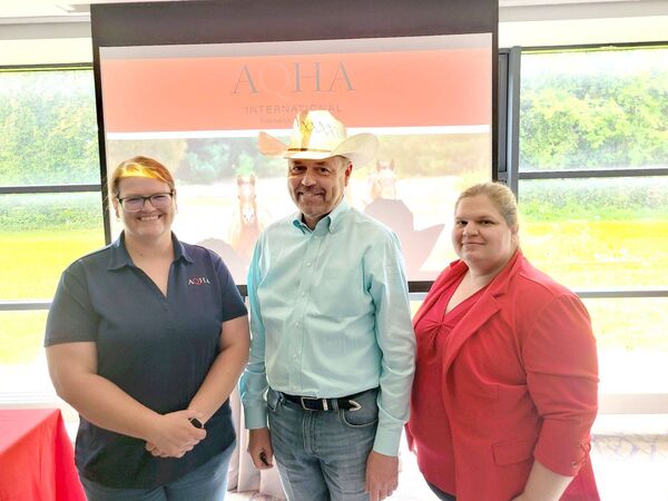 Britney Brock, Scott Neuman and Joanne Canneldo, AQHA representatives Britney Brock, Scott Neuman and Joanne Canneldo, AQHA representatives