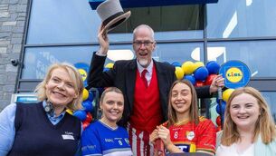 <p>Manager Katarzyna Kornas, Laois LGFA captain Andrea Moran, Carlow LGFA captain Róisín Bailey and Grainne McCann, sales operations manager at the official opening of Lidl in Graiguecullen. Photo: michaelorourkephotography.ie</p> <p>Manager Katarzyna Kornas, Laois LGFA captain Andrea Moran, Carlow LGFA captain Róisín Bailey and Grainne McCann, sales operations manager at the official opening of Lidl in Graiguecullen. Photo: michaelorourkephotography.ie</p>