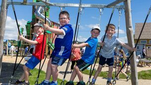 <p>Tommy Brunton, Tommy Fenlon, Dan Whelan and Kyle O’Loughlin at the official opening of the Ballyroan Playground Project See more photos from the opening in next week's issue of Laois Nationalist Photos: Alf Harvey</p>