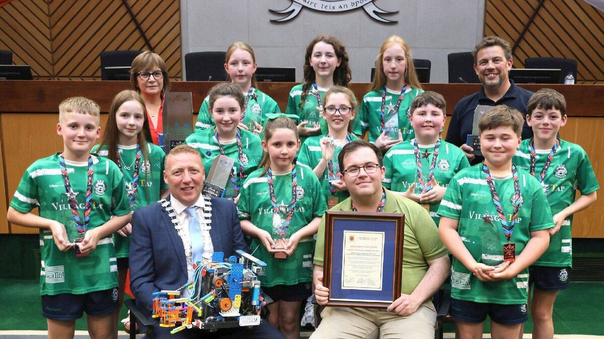 Laois Co Council hosts Civic Reception to honour Team RNS Robotics of Rosenallis National School