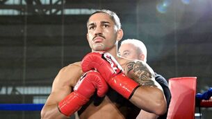 <p>Eoghan Chelmiah ready for the start of his fight in Boston</p> <p>Eoghan Chelmiah ready for the start of his fight in Boston</p>