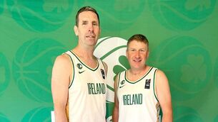 <p>Portlaoise Panthers Greg Dunne with Ballyroan Bluestars' Rody McEvoy take their place in the M50 team</p> <p>Portlaoise Panthers Greg Dunne with Ballyroan Bluestars' Rody McEvoy take their place in the M50 team</p>
