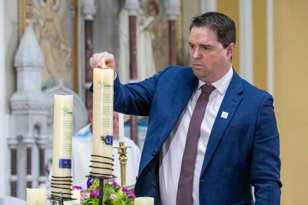 Minister for Agriculture, Food and the Marine, Martin Heydon TD lights candles at the Embrace FARM, Remembrance Service in the Church of the Most Holy Rosary, Abbeyleix on Sunday 28 June Photo: Alf Harvey Minister for Agriculture, Food and the Marine, Martin Heydon TD lights candles at the Embrace FARM, Remembrance Service in the Church of the Most Holy Rosary, Abbeyleix on Sunday 28 June Photo: Alf Harvey