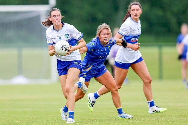 Laois's Sinead Farrelly checks her options as she clears her lines on Saturday Photo: Paul Dargan Laois's Sinead Farrelly checks her options as she clears her lines on Saturday Photo: Paul Dargan
