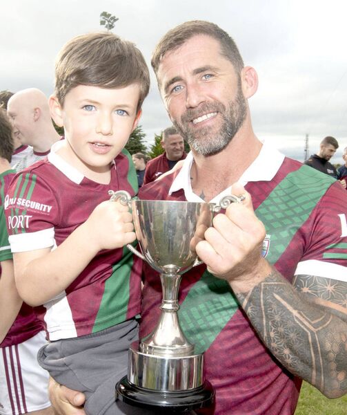 Leon and Jason Moore enjoying the win at the on Saturday night Photo Denis Byrne Leon and Jason Moore enjoying the win at the on Saturday night Photo Denis Byrne