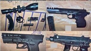 <p>Some of the firearms that were seized in Laois and Kildare this weekend. Photo: An Garda Síochána</p>