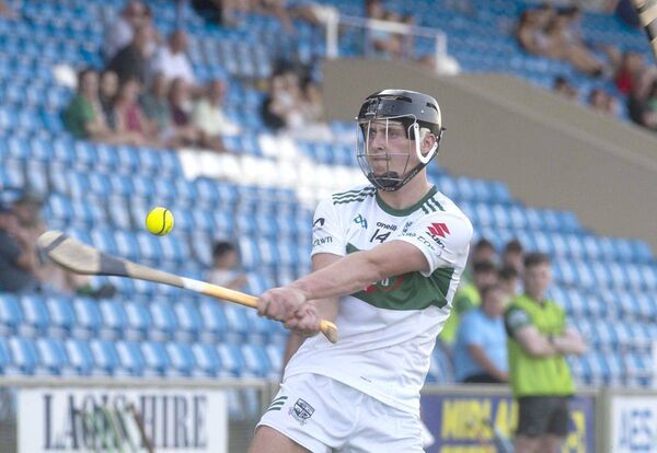 Portlaoise's Liam Conroy striking for a score in their SHC Rd 1 win over Ballyfin Photo: Denis Byrne Portlaoise's Liam Conroy striking for a score in their SHC Rd 1 win over Ballyfin Photo: Denis Byrne