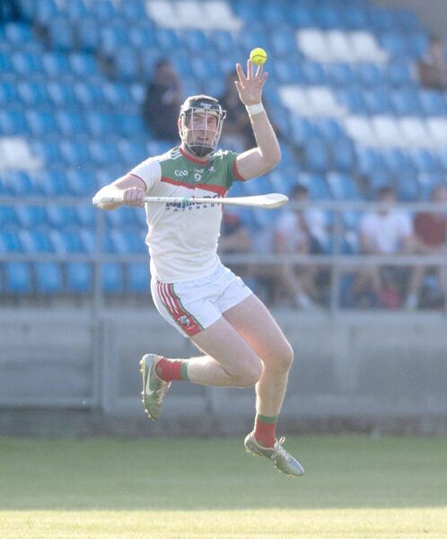 Patrick Purcell (Rathdowney/Errill) securing this sliotar against Ballinakill on Saturday Photo: Denis Byrne Patrick Purcell (Rathdowney/Errill) securing this sliotar against Ballinakill on Saturday Photo: Denis Byrne