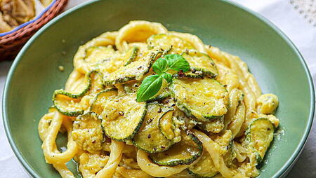 Isabella Barbato’s courgette carbonara with busiate