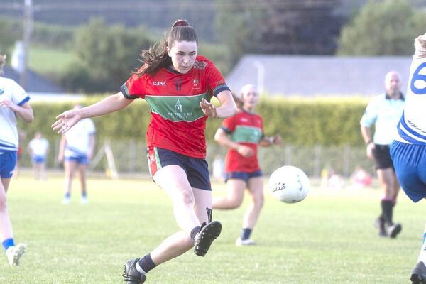Orla Hennessy (Timahoe) playing for a score in the LGFA Division 2 final Photo: Denis Byrne Orla Hennessy (Timahoe) playing for a score in the LGFA Division 2 final Photo: Denis Byrne