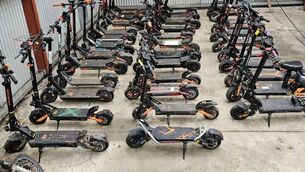 <p>Some of the e-scooters seized by Laois gardaí so far this year. Image: Laois gardaí RPU</p>