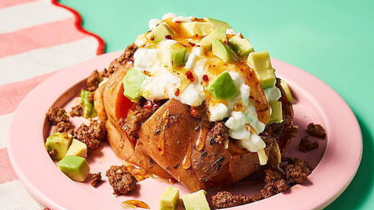 Spicy taco beef sweet potato with hot honey recipe