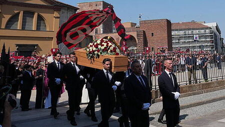 Former AC Milan stars attend Franco Baresi’s funeral as mourners line streets