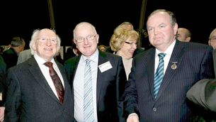 <p>GAA President Liam O'Neill pictured with President Michael D. Higgins and Gerry Kavanagh (Laois County Board) at the 2013 GAA Annual Congress Photo: ©INPHO/Presseye/Lorcan Doherty</p> <p>GAA President Liam O'Neill pictured with President Michael D. Higgins and Gerry Kavanagh (Laois County Board) at the 2013 GAA Annual Congress Photo: ©INPHO/Presseye/Lorcan Doherty</p>