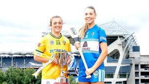 <p>Laois' Aimee Collier and Antrim's Caitriona Graham at the Glen Dimplex All-Ireland Camogie Championship finals media day Photo: ©INPHO/James Crombie</p> <p>Laois' Aimee Collier and Antrim's Caitriona Graham at the Glen Dimplex All-Ireland Camogie Championship finals media day Photo: ©INPHO/James Crombie</p>