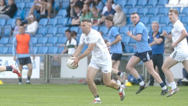 <p>Niall Donagher (Courtwood) in possession in their SFC Rd 2 win over Ballyroan Abbey at Laois Hire O'Moore Pak on Saturday 	 Photo: Denis Byrne</p>