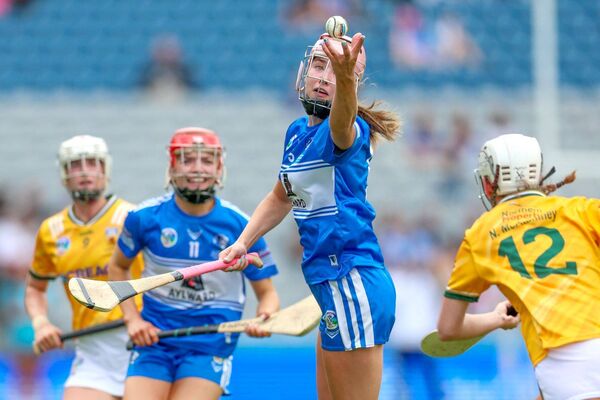 Clodagh Tynan reaches to gather the sliotar against Antrim Photo: Paul Dargan Clodagh Tynan reaches to gather the sliotar against Antrim Photo: Paul Dargan