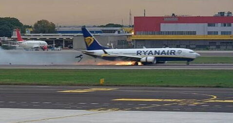 Ryanair aircraft tyres burst on landing after braking system fault, investigation finds
