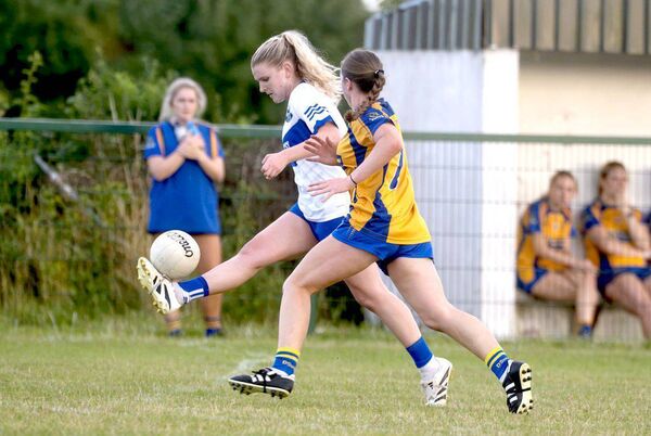 Becky Fenlon (St Conleth's) goes on the attack in their Senior Championship win over Sarsfields Photo: Denis Byrne Becky Fenlon (St Conleth's) goes on the attack in their Senior Championship win over Sarsfields Photo: Denis Byrne