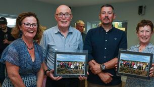 <p>Liz Kennedy, Abbeyleix Vitality Hub coordinator with photographer Alf Harvey, David Broderick, Creative Ireland Laois and Mary Egan, Abbeyleix Vitality Hub chairperson at the Abbeyleix Vitality Hub group photography exhibition, showcasing works from creative encounters with Abbeyleix Heritage by participants guided in Photography with Alf Harvey. Photo: Julie Harvey</p> <p>Liz Kennedy, Abbeyleix Vitality Hub coordinator with photographer Alf Harvey, David Broderick, Creative Ireland Laois and Mary Egan, Abbeyleix Vitality Hub chairperson at the Abbeyleix Vitality Hub group photography exhibition, showcasing works from creative encounters with Abbeyleix Heritage by participants guided in Photography with Alf Harvey. Photo: Julie Harvey</p>