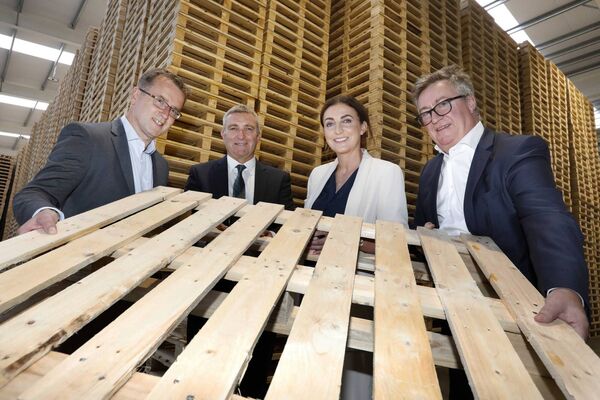 Pictured: Mark Sheeran, managing director at CJ Sheeran Group and chairperson of Forest Industries Ireland, Ashleigh Doyle, director at CJ Sheeran Group, Minister of State at the Department of Agriculture, Food and the Marine with special responsibility for Forestry, Farm Safety and Horticulture Niall Collins TD, and Fergal Moran, business development director at CJ Sheeran Group. Photograph by Mark Stedman.