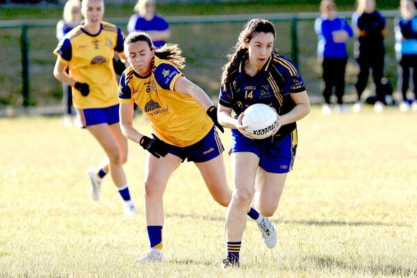 Sarsfields' Megan Dunne gets away from St Joseph's Lorna Butler	 Photo: David Maher