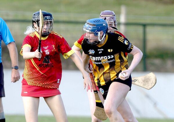 Annabelle Ryan (Camross) in possession as Eimear Fitzpatrick (Harps) moves in to challenge Photo: Denis Byrne Annabelle Ryan (Camross) in possession as Eimear Fitzpatrick (Harps) moves in to challenge Photo: Denis Byrne