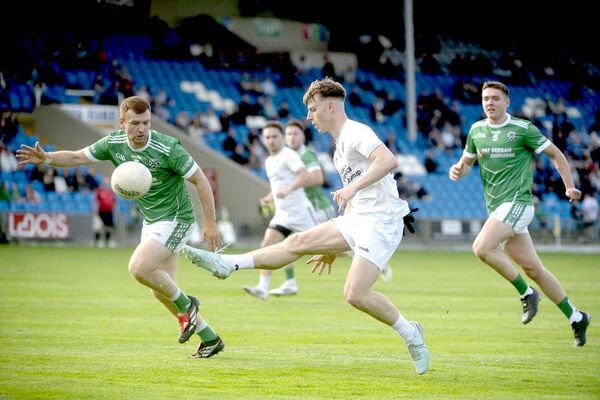 Ryan Little (Courtwood) landing a point with this kick in the SFC quarter-final win over Stradbally Photo: Denis Byrne Ryan Little (Courtwood) landing a point with this kick in the SFC quarter-final win over Stradbally Photo: Denis Byrne