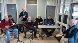 <p>Members of Laois Men's Sheds groups tuning up for RTÉ. Photo:Connect Laois</p> <p>Members of Laois Men's Sheds groups tuning up for RTÉ. Photo:Connect Laois</p>