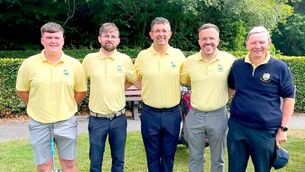 <p>The Heath Golf Club's Central Towns team (l-r) Brochan O'Reilly, Jack Bergin, Tony Keenan, Sean O'Neill, Tony Murray</p> <p>The Heath Golf Club's Central Towns team (l-r) Brochan O'Reilly, Jack Bergin, Tony Keenan, Sean O'Neill, Tony Murray</p>