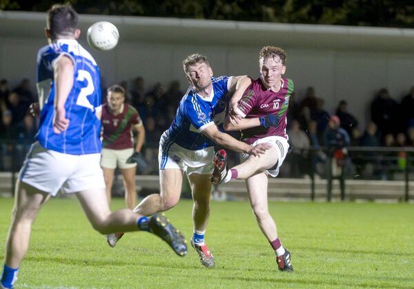 Cathal Ward (Portarlington) landing a point with this kick in the Junior 'B' football final win over Castletown Photo: Denis Byrne Cathal Ward (Portarlington) landing a point with this kick in the Junior 'B' football final win over Castletown Photo: Denis Byrne