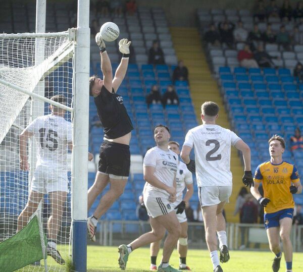 Matthew Byron (Courtwood) rising to get his hands to this ball in their SFC semi-final win over St Joseph's at Laois Hire O'Moore Park on Sunday Photo: Denis Byrne Matthew Byron (Courtwood) rising to get his hands to this ball in their SFC semi-final win over St Joseph's at Laois Hire O'Moore Park on Sunday Photo: Denis Byrne