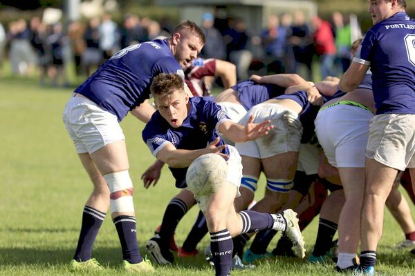 Portlaoise's Jake Byrne whips the ball away from this scrum 	 Photo: David Maher