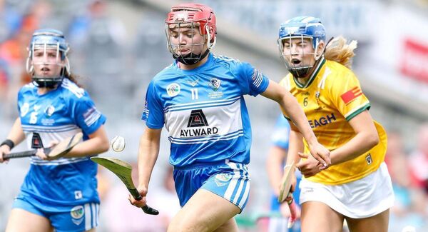 Gráinne Delaney breaks against Antrim in the All-Ireland Intermediate final 	 Photo: ©INPHO/Grace Halton