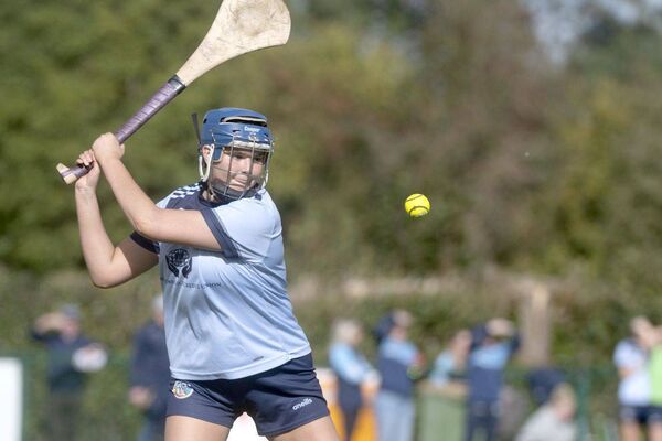 Hannah O'Connor (O'Moore's) playing this sliotar long against Camross Photo: Denis Byrne Hannah O'Connor (O'Moore's) playing this sliotar long against Camross Photo: Denis Byrne