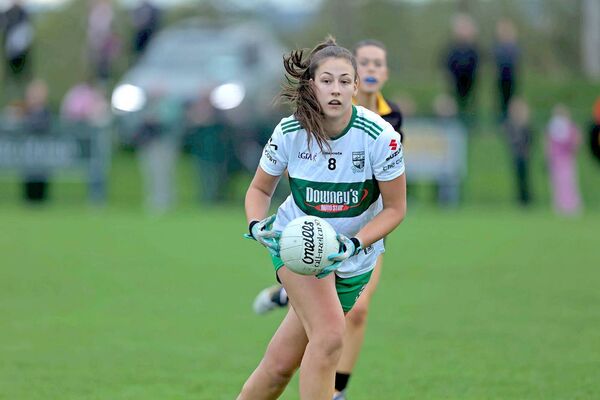 Jasmine Burke (Portlaoise) looks up to check her options during the LGFA JC 'A' final win over The Heath 	 Photo: David Maher