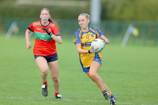 Aoibhin McEvoy (Sarsfields) goes on the attack in their JC 'B' final win over Timahoe Photo: David Maher Aoibhin McEvoy (Sarsfields) goes on the attack in their JC 'B' final win over Timahoe Photo: David Maher