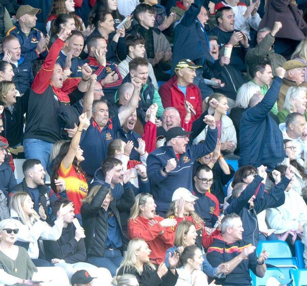 Delirious Harps supporters jump for joy as the final whistle sounds in the SHC semi-final on Sunday Photo: Denis Byrne Delirious Harps supporters jump for joy as the final whistle sounds in the SHC semi-final on Sunday Photo: Denis Byrne
