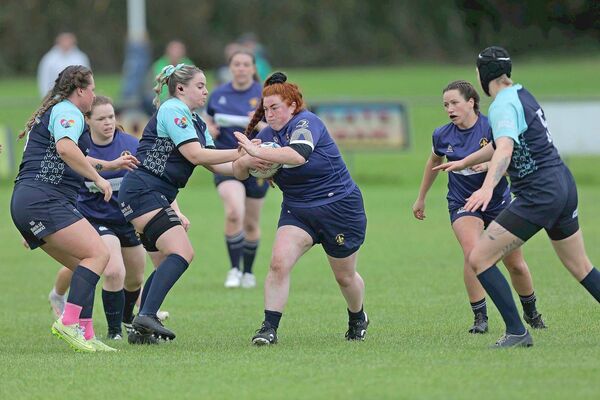 Portlaoise's Rosie Palmer goes on a rampaging run against Emerald Warriors in their Women's Leinster League Division 6 game at Togher on Sunday 	 Photo: David Maher