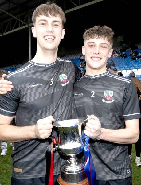 Conor Heffernan and Evan Standish proudly display the trophy Photo: Denis Byrne Conor Heffernan and Evan Standish proudly display the trophy Photo: Denis Byrne