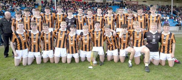 The Camross team pose with the Minor Hurling Championship trophy after beating Barrow Gaels in the final at Laois Hire O'Moore Park on Sunday Photo: Denis Byrne The Camross team pose with the Minor Hurling Championship trophy after beating Barrow Gaels in the final at Laois Hire O'Moore Park on Sunday Photo: Denis Byrne