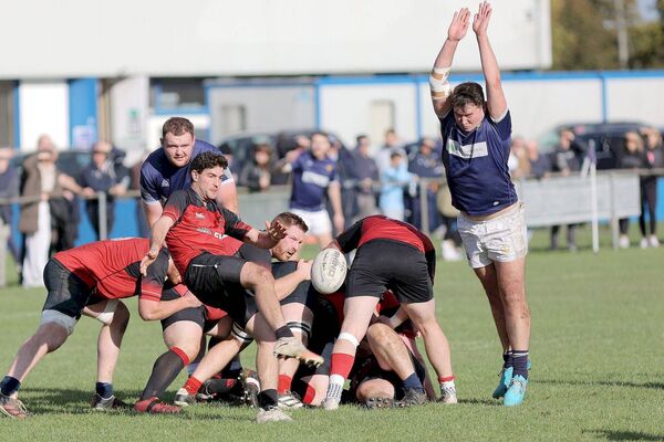 Portlaoise's Sean Peters attempts to block this New Ross clearance kick 	 Photo: David Maher